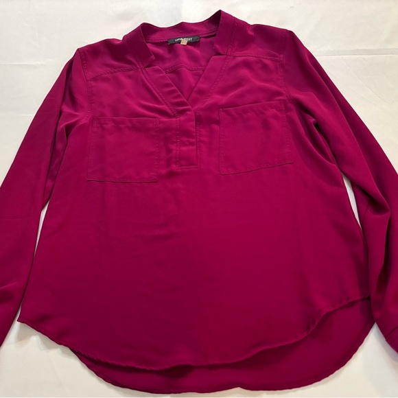 Nine West Pink Long Sleeve Mandarin Collar Blouse - Picture 2 of 4